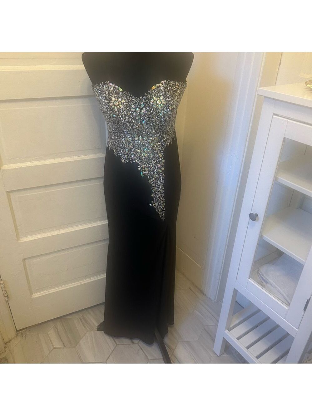 Crystal Doll Elegant Maxi Beaded Sequin Crystal Gown 5 Sexy Party High Slit